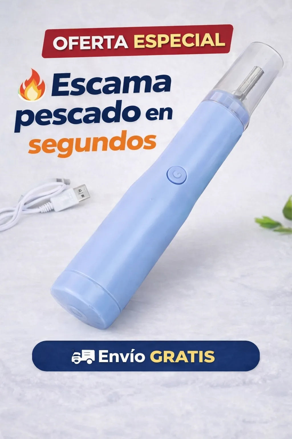 Escamador Eléctrico con Cubierta Protectora – Elimina Escamas Sin Riesgo y Sin Esfuerzo